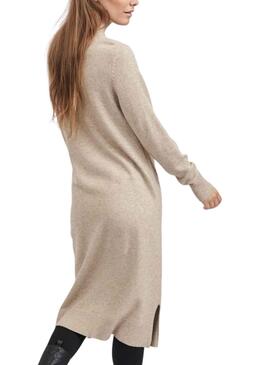 Robe Vila Viril Crew Neck Beige pour Femme