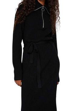 Robe Vila Viril Half Zipper Noire pour Femme