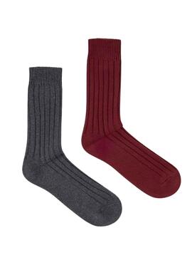 Pack 2 Chaussettes Pepe Jeans Chunky Rouge Homme