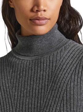 Pull Pepe Jeans Dalia Rolled Gris pour Femme