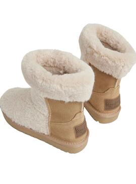 Bottines Pepe Jeans Diss Furry Beige pour Fille