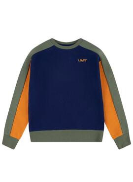 Sweat Levis Logo Colorblock Crew Bleu Marine Gar on