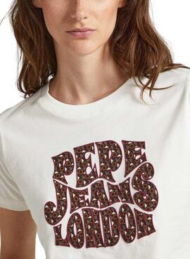 T-Shirt Pepe Jeans Claritza Blanc pour Femme