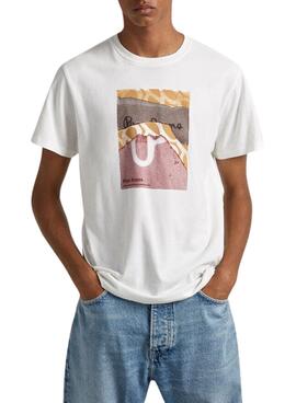 T-Shirt Pepe Jeans Kenelm Blanc pour Homme