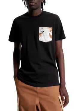 T-Shirt Tommy Jeans Camouflage Pocket Noire pour Homme