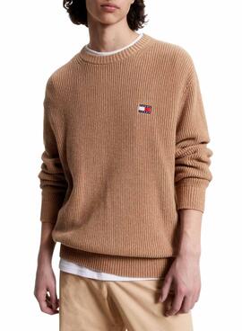 Pull Tommy Jeans Tonal XS Badge Camel Homme
