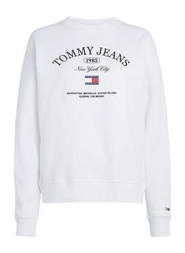 Sweat Tommy Jeans Luxe Atléthique Blanc Femme