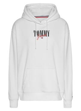Sweat Tommy Jeans Essential Logo 1 Blanc Femme