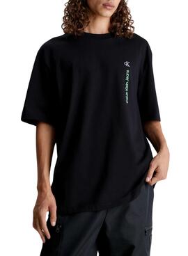 T-Shirt Calvin Klein Vertical Institutional Noire