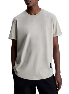 T-Shirt Calvin Klein Jeans Badge Tourner Beige