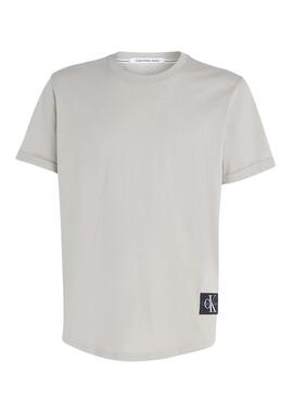 T-Shirt Calvin Klein Jeans Badge Tourner Beige