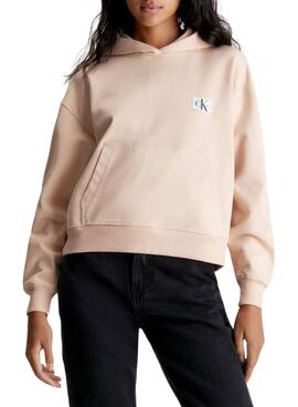 Sweat Calvin Klein Jeans Étiquette tissée Beige
