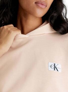 Sweat Calvin Klein Jeans Étiquette tissée Beige