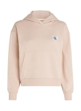 Sweat Calvin Klein Jeans Étiquette tissée Beige
