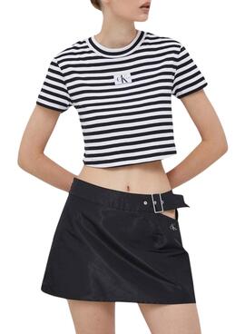 T-Shirt Calvin Klein Jeans Striped Noire Femme