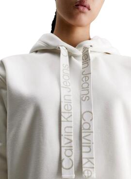Sweat Calvin Klein Logo Cordon de serrage Capuche Beige