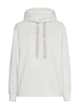 Sweat Calvin Klein Logo Cordon de serrage Capuche Beige