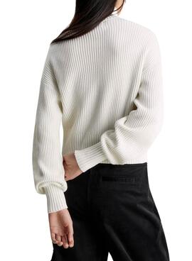 Pull Calvin Klein Jeans Blown CK Beige Femme