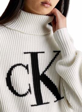 Pull Calvin Klein Jeans Blown CK Beige Femme