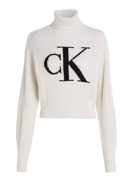 Pull Calvin Klein Jeans Blown CK Beige Femme