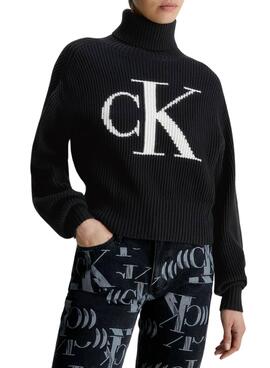 Pull Calvin Klein Jeans Blown CK Noire Femme