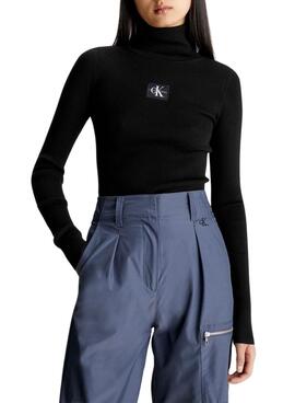 Pull Col roulé Calvin Klein Badge Noire