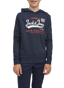 Sweat Jack & Jones Logo Bleu Marine Garçon