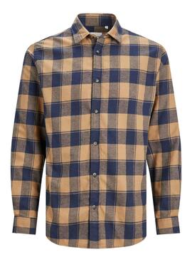 Chemise Jack & Jones Buffle Cadres Camel Homme