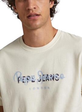 T-Shirt Pepe Jeans Keegan Beige pour Homme