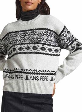 Pull Pepe Jeans Elodie Blanc Jacquard Femme