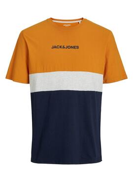 T-Shirt Jack & Jones Eired Block Orange Homme