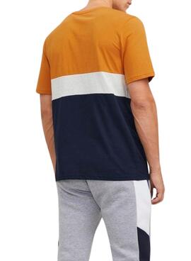 T-Shirt Jack & Jones Eired Block Orange Homme
