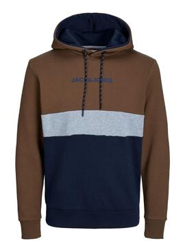 Sweat Jack & Jones Reid Block Brun Homme