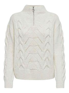 Pull Only Leise Zip Blanc pour Femme