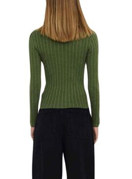 Pull Only Dima Life Bouton Vert Oscuro Femme