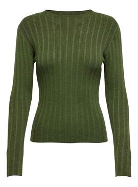 Pull Only Dima Life Bouton Vert Oscuro Femme