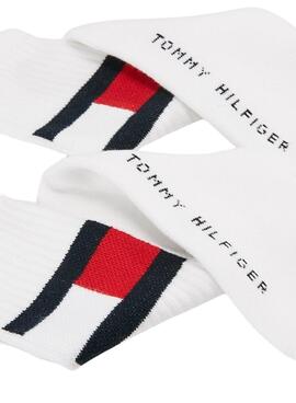 Chaussettes Tommy Hilfiger TH Flag Blanc Unisex