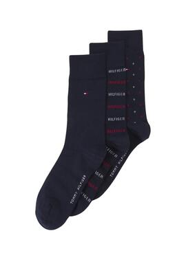 Pack 3 Chaussettes Tommy Hilfiger Giftbox Bleu Marine