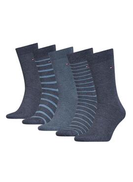 Pack 5 Chaussettes Tommy Hilfiger TH Bleu Marine Homme