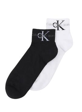 Chaussettes Calvin Klein Quarter Noire Blanc Femme