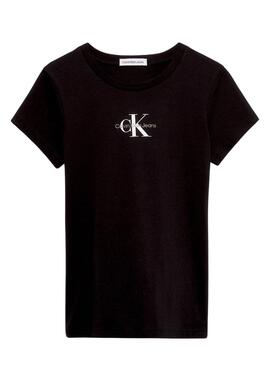 T-Shirt Calvin Klein Micro Monogram Noire Fille