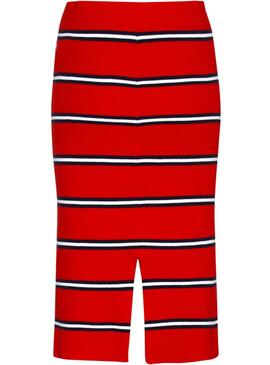Jupe Tommy Jeans Knitted Stripe Rouge Femme
