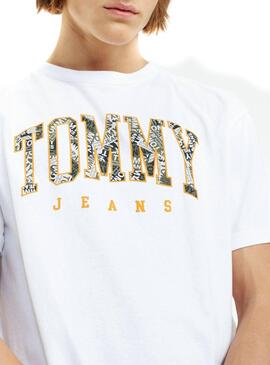 T-Shirt Tommy Jeans Logo Print Blanc Homme