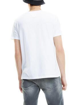 T-Shirt Contrast Tommy Jeans Pocket Blanc Homme