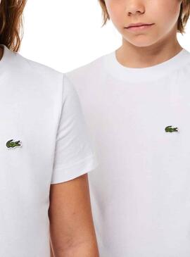 T-Shirt Lacoste De Knitted Blanc pour Fille Garçon