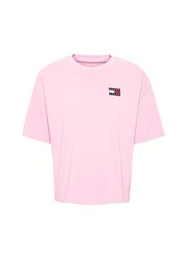 T-Shirt Tommy Jeans Badge Rose Femme