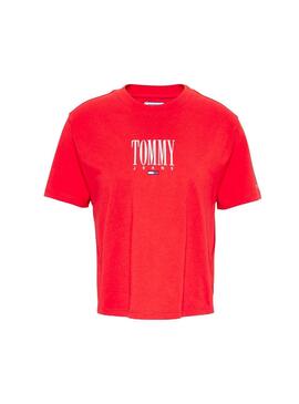 T-Shirt Tommy Jeans Embroidery Rouge Femme