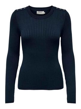 Pull Only Boutons Anni Bleu Marine pour Femme