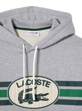 Sweat Lacoste Loose Fit Gris pour Homme