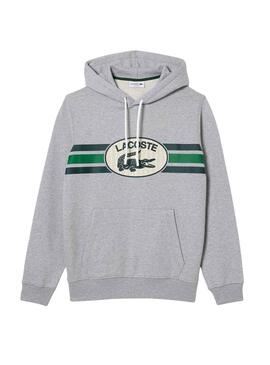 Sweat Lacoste Loose Fit Gris pour Homme